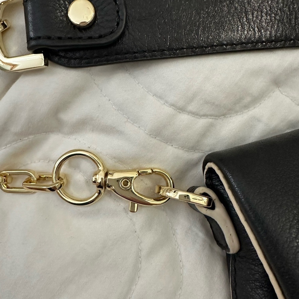 Tory Burch Emerson Foldover Bag  removable strap black buttery leather - Picture 9 of 9